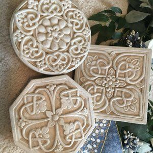 Set of 3 Celtic Design Intricate Pattern Wooden Detailed Wall Decor